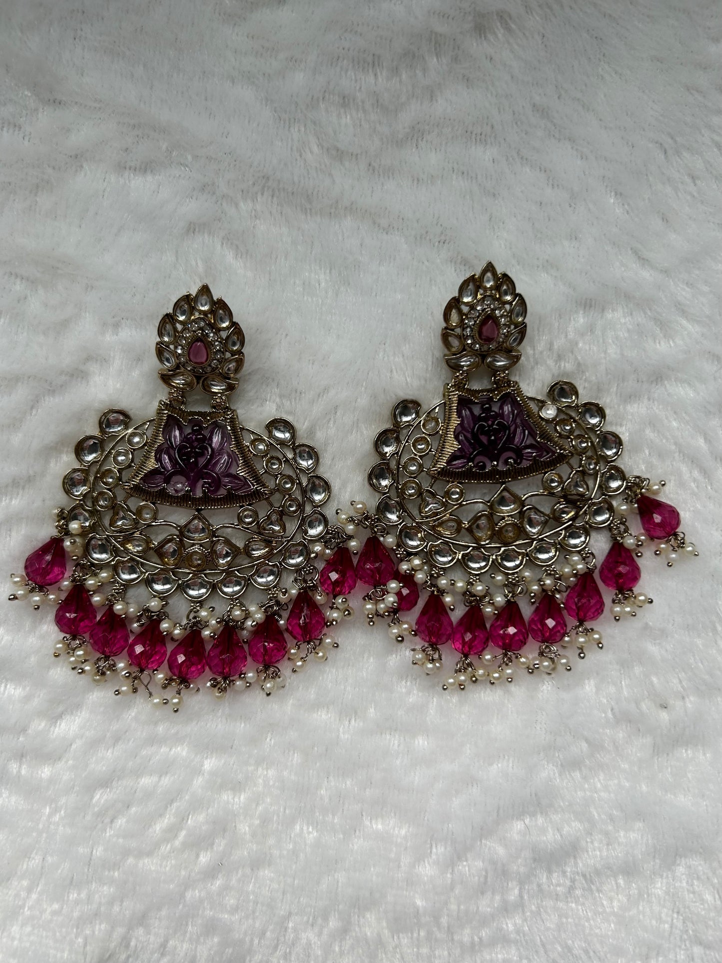 Purple Kundan Earrings