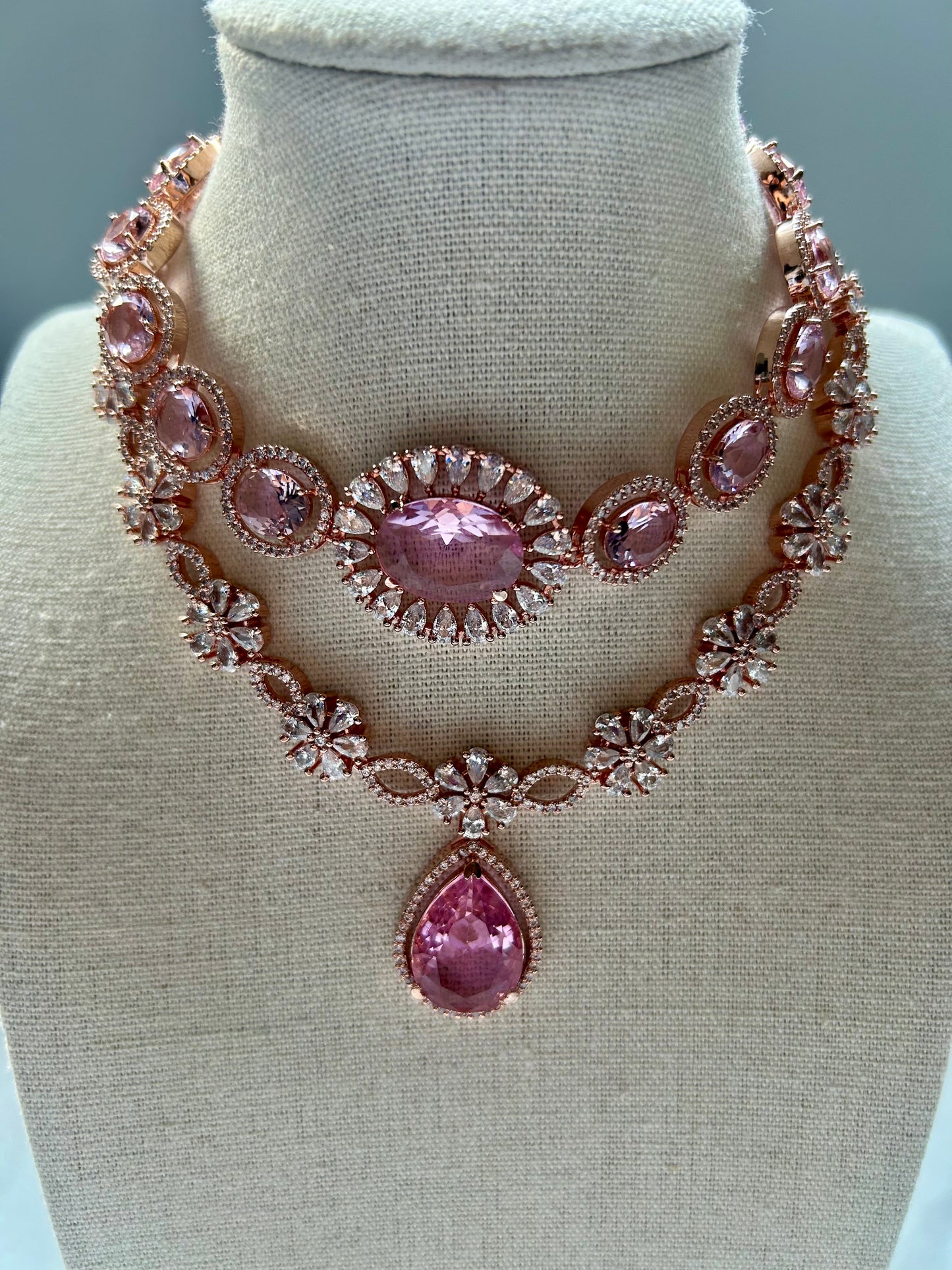 AD Pink Two Layered Necklace ONLY