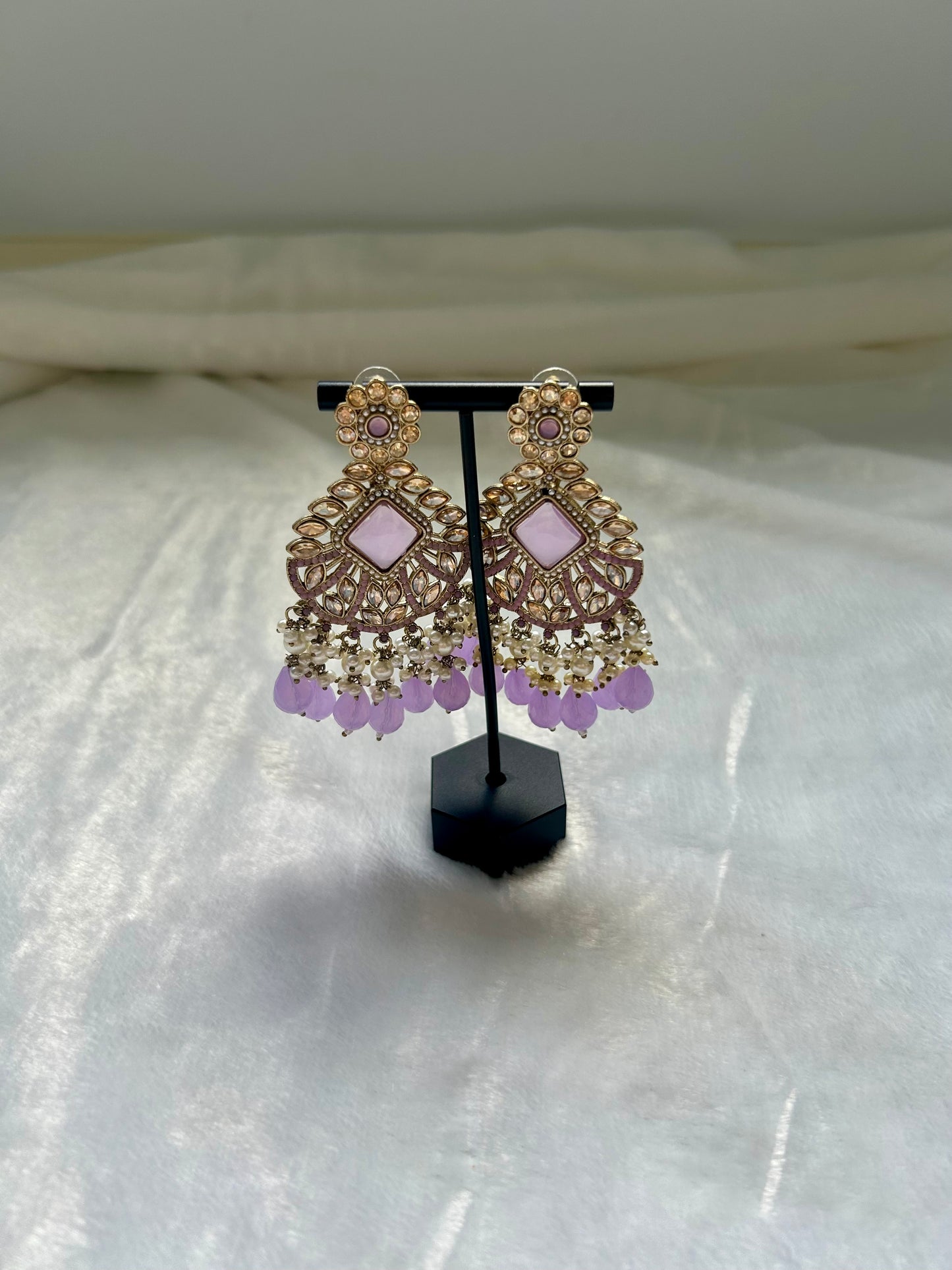 Light Purple Kundan Earrings