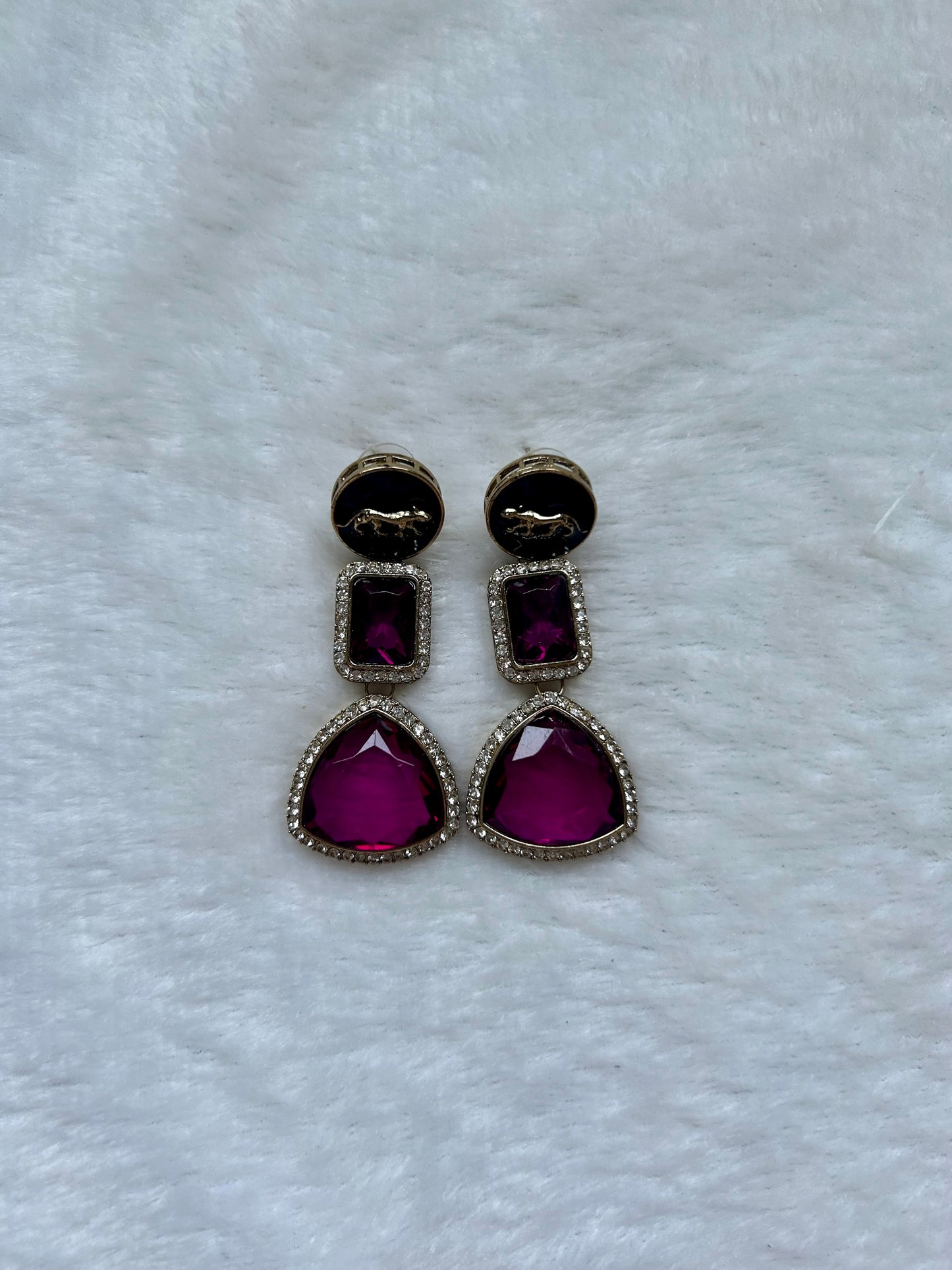 Dark Purple CZ Earrings