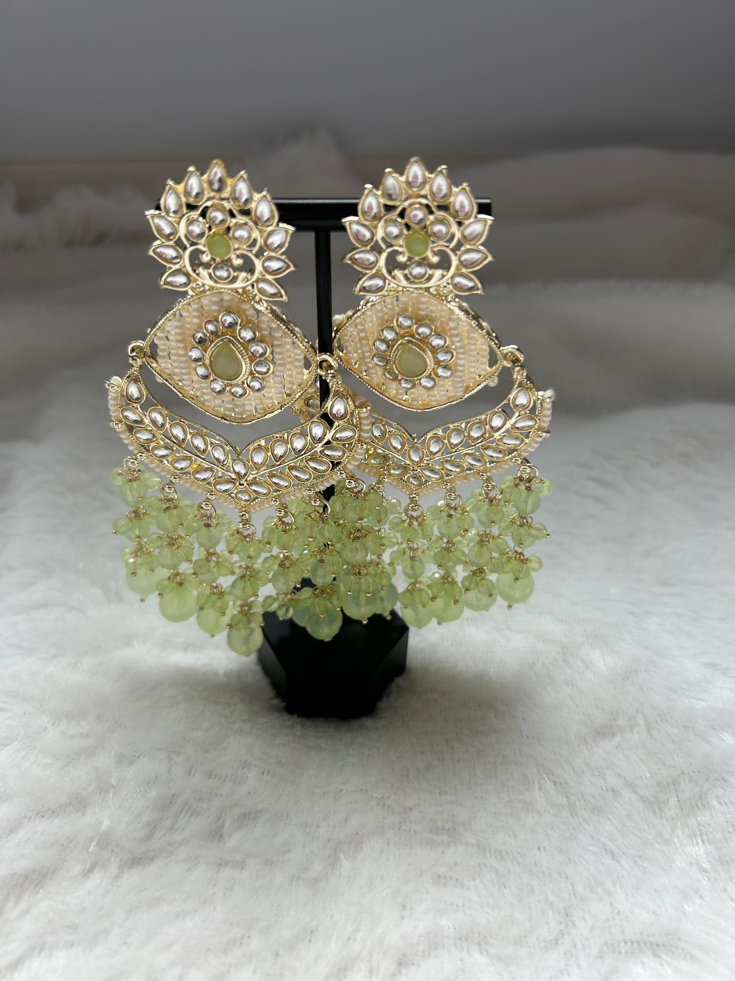 Light Green Kundan Earrings