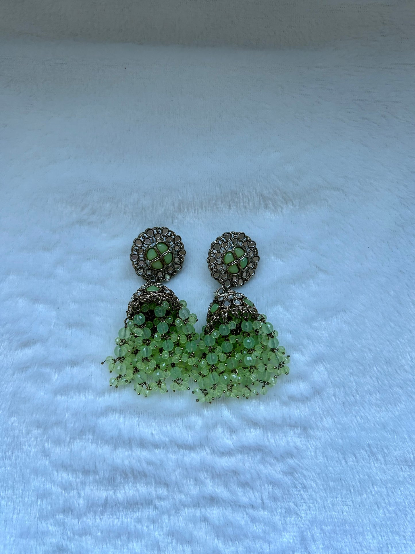 Green Mirror Jhumkis