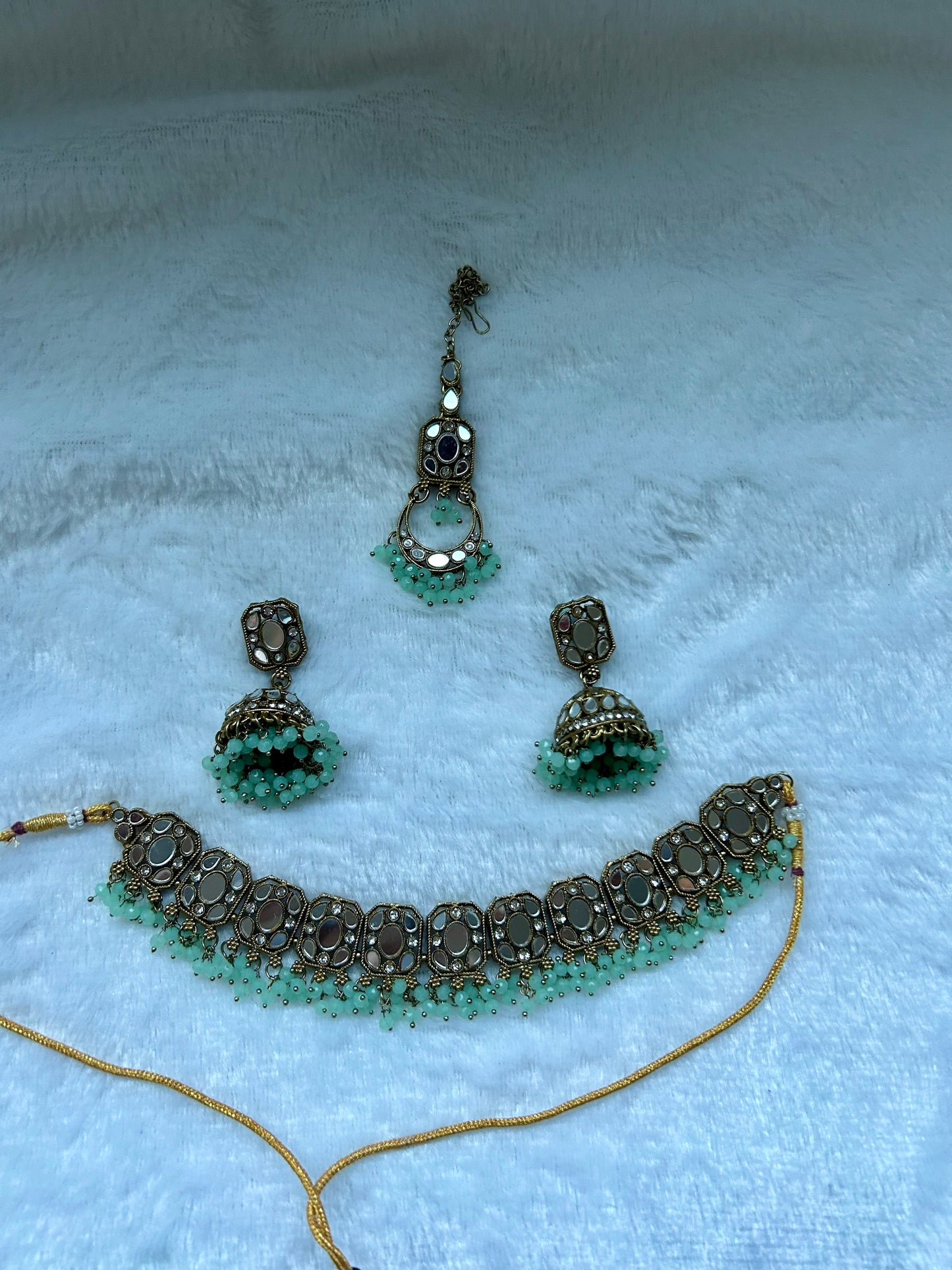 Mint Choker Tikka Set