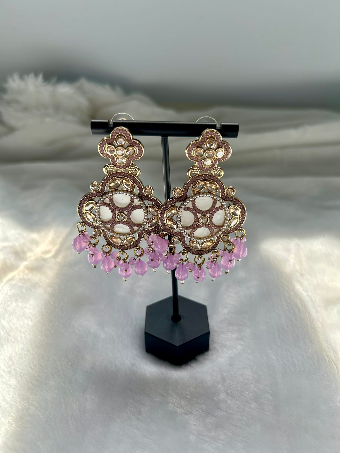 Light Purple Polki Earrings