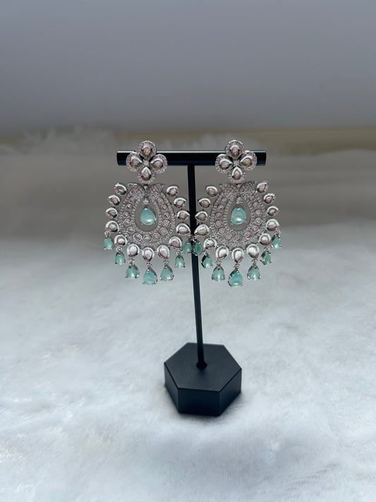 AD & Uncut Kundan Mint Earrings