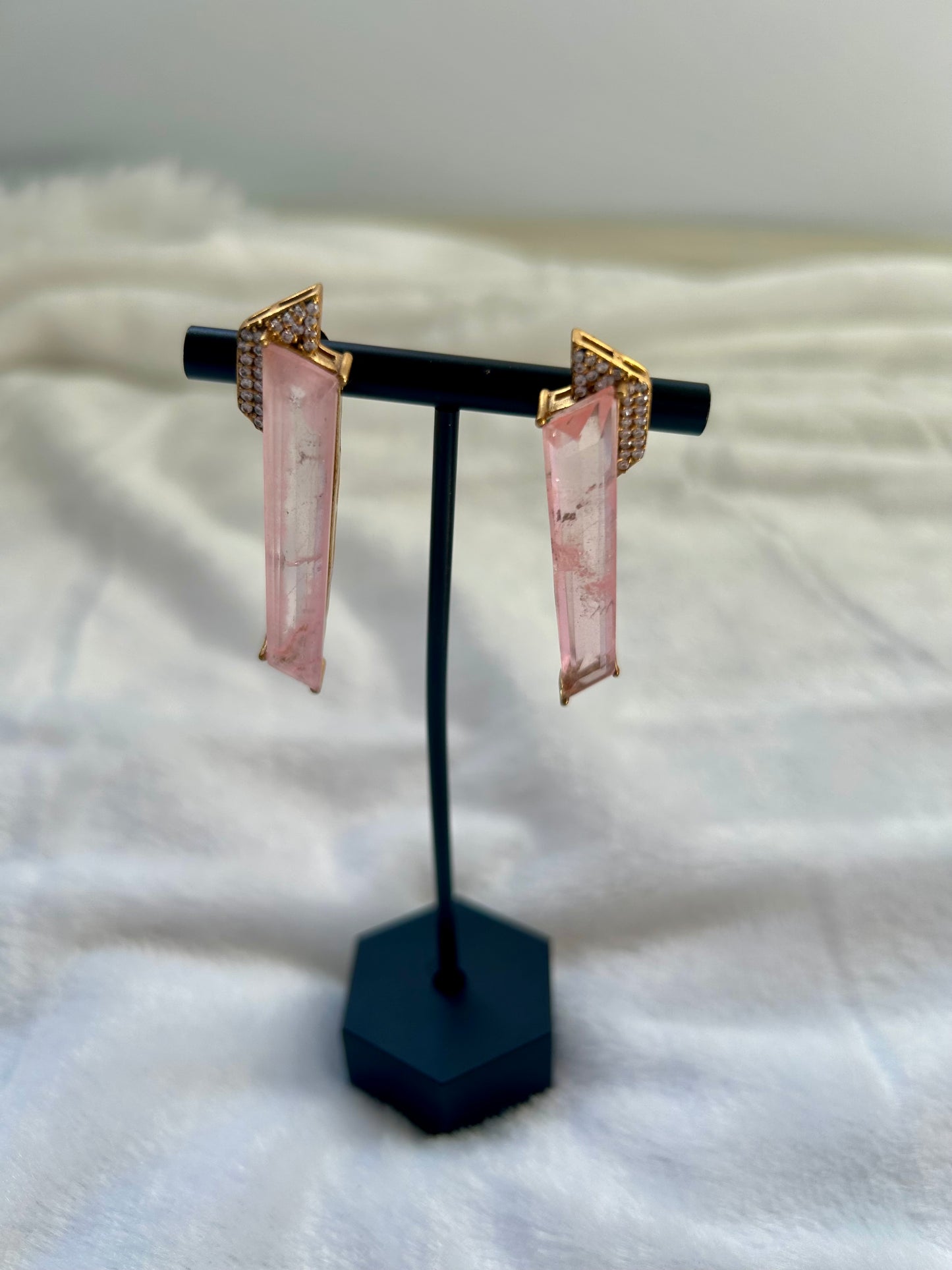 Baby Pink Doublet & Moissanite Kundan Earrings
