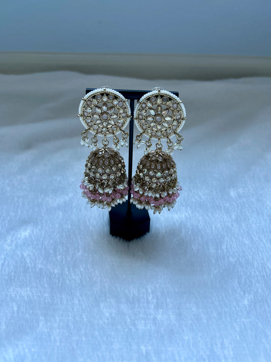 Light Pink Kundan Earrings