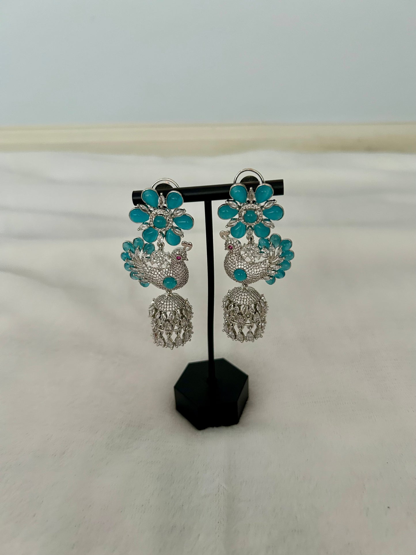 AD Ferozi Blue Jhumki Earrings