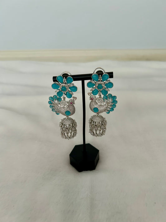 AD Ferozi Blue Jhumki Earrings