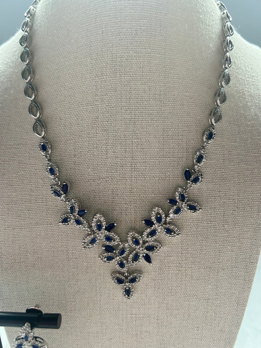 AD Navy Blue Necklace Set