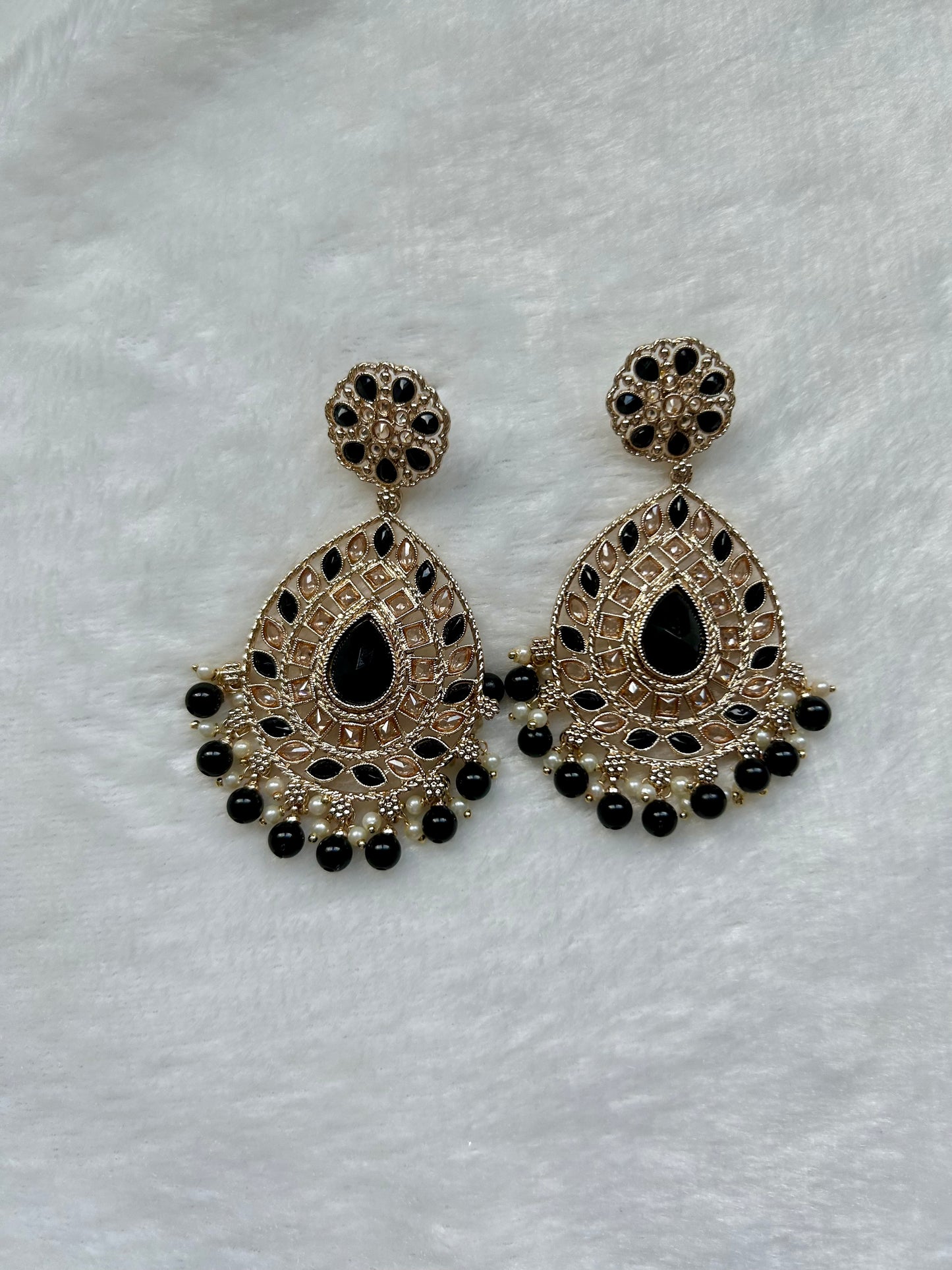 Black Polki Earrings