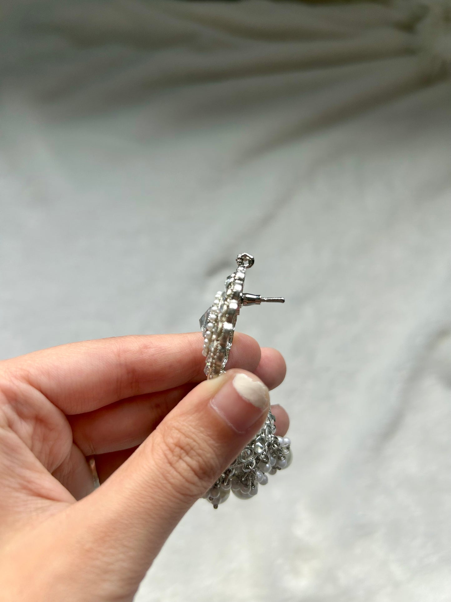 Silver Polki Jhumkis