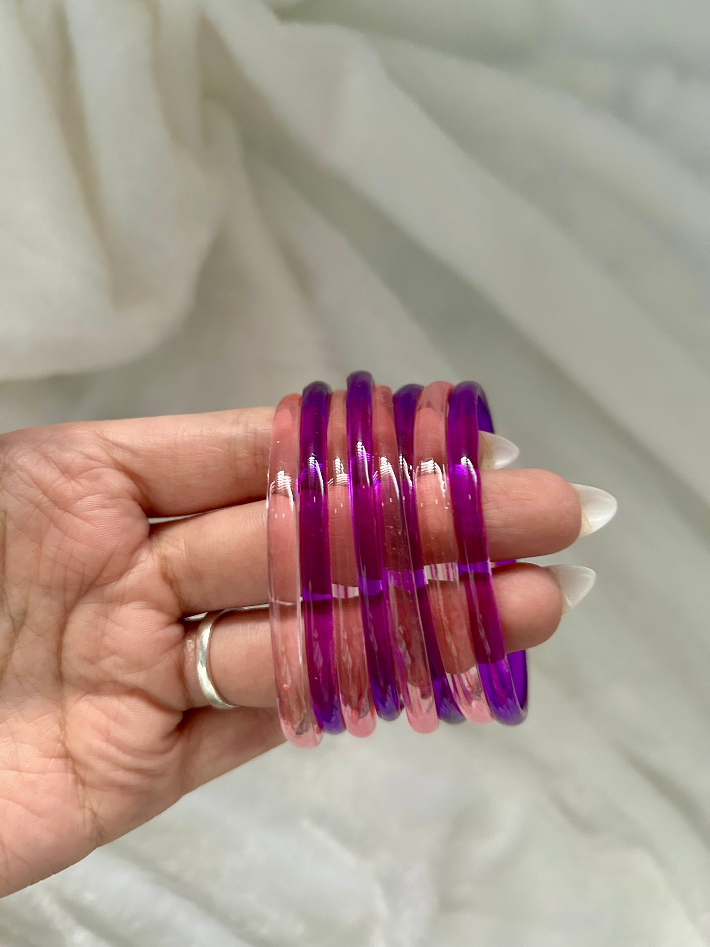 SIZE 2.4 Light Pink & Purple Jelly Bangles