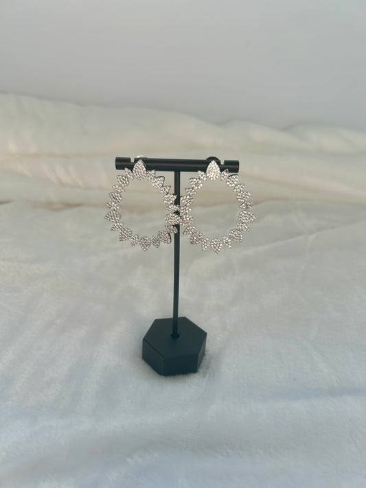 AD Silver Chandbali Earrings