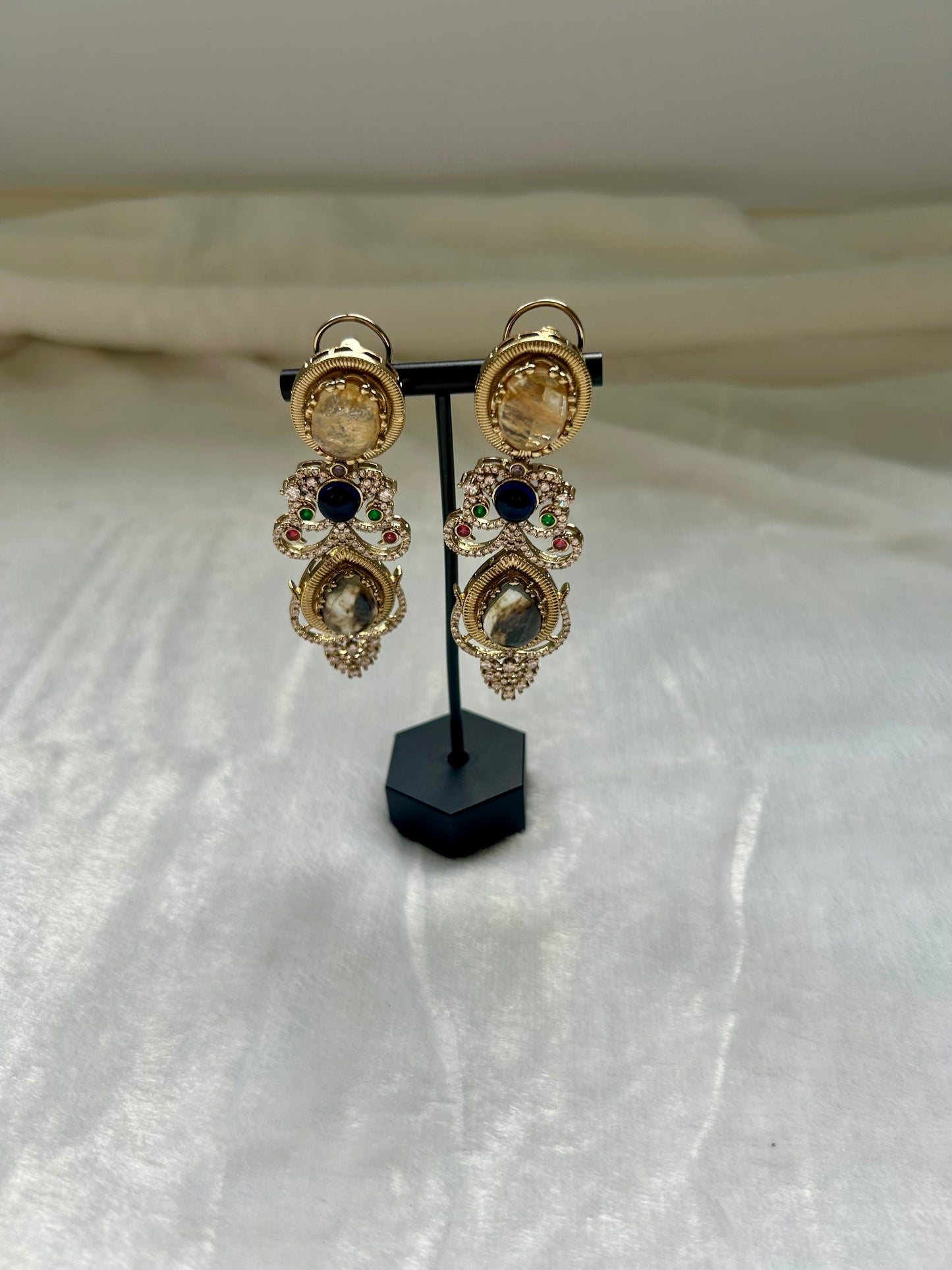 LUXE Brown & Light Tan Marble Doublet Earrings