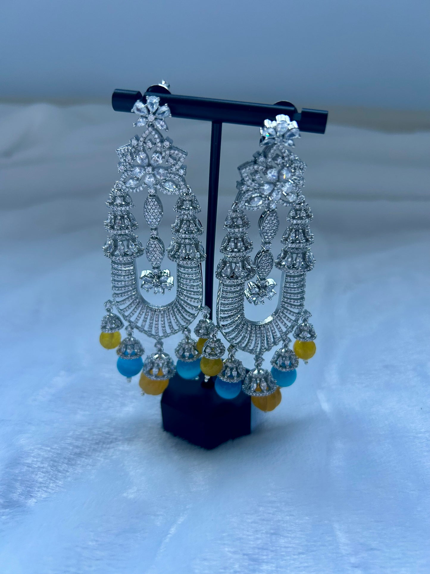 AD Blue & Yellow Statement Earrings