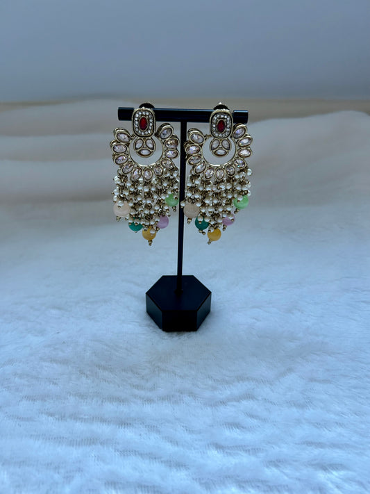 Multi Color Polki Earrings