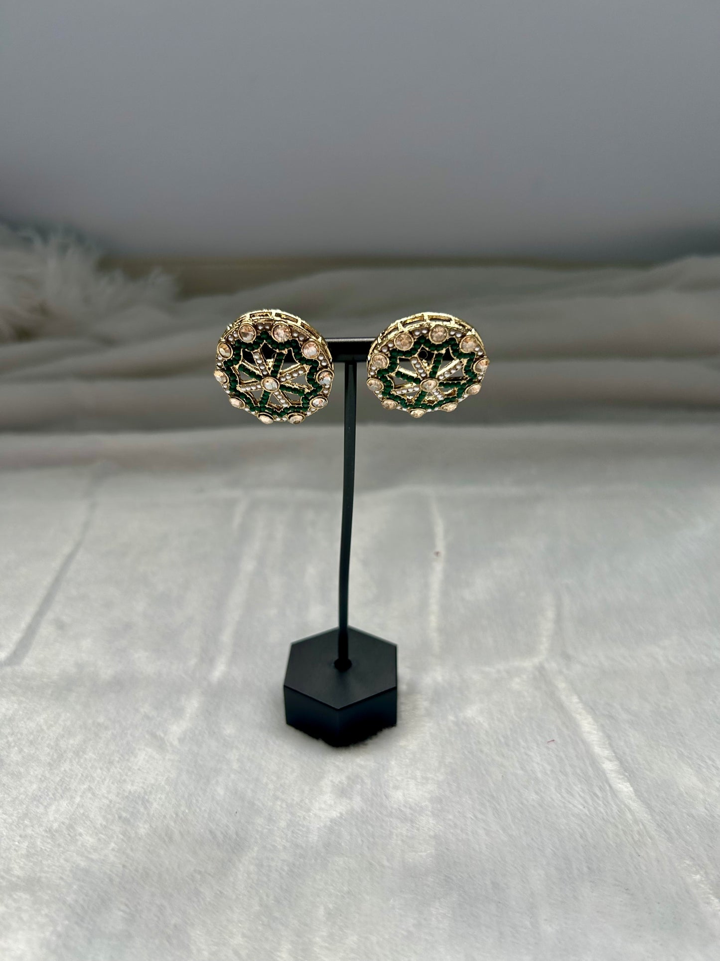 Emerald Green Polki Studs
