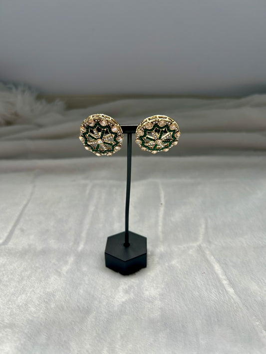 Emerald Green Polki Studs