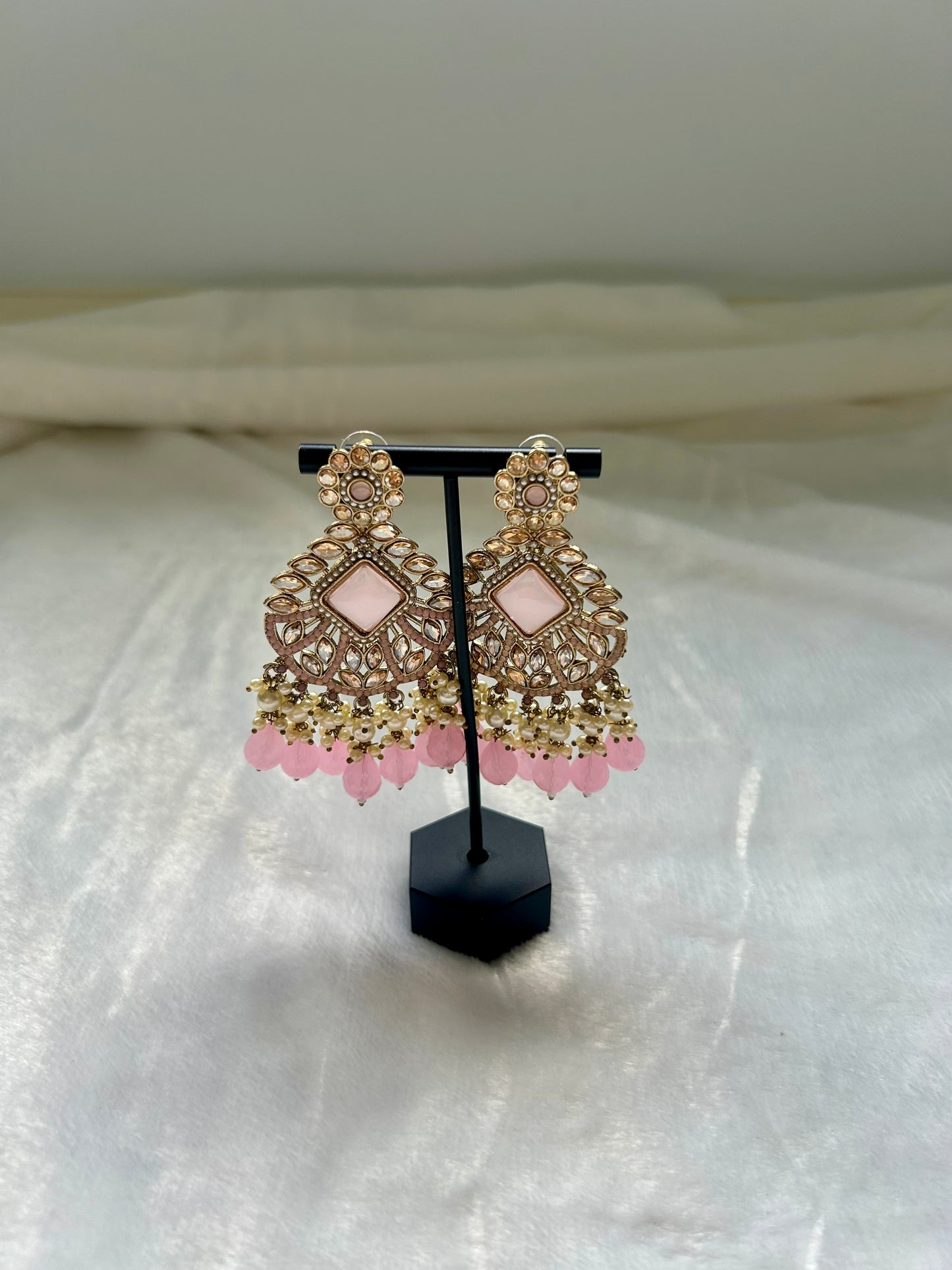 Light Pink Kundan Earrings