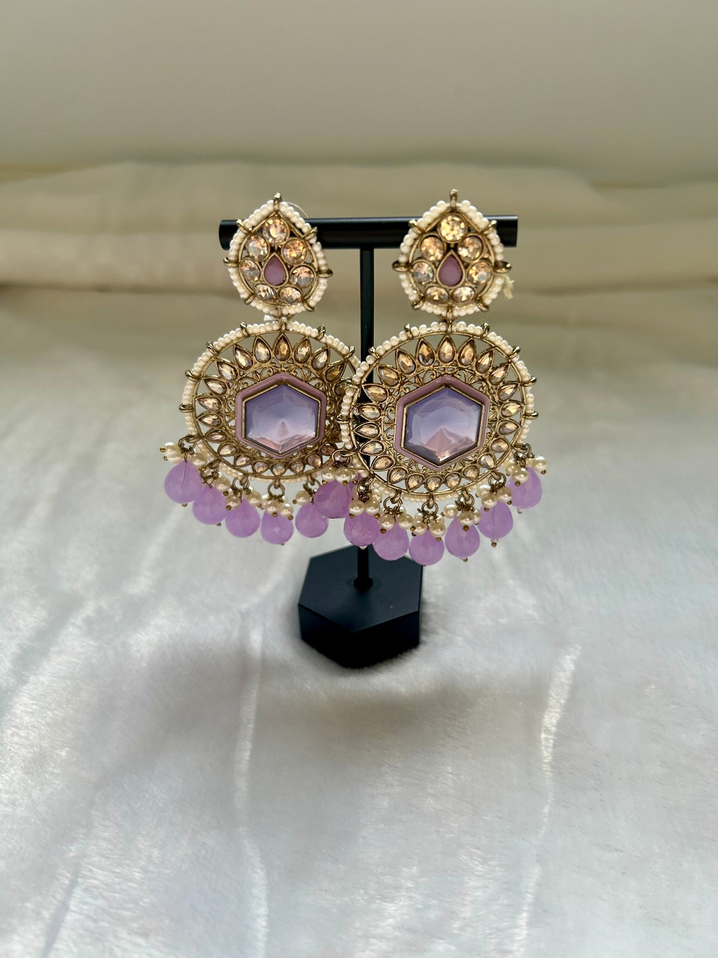 Purple Kundan Earrings