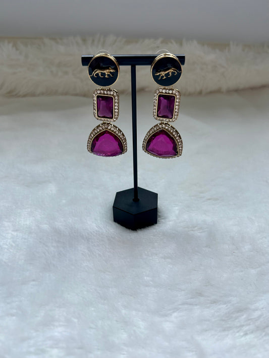 Dark Purple CZ Earrings