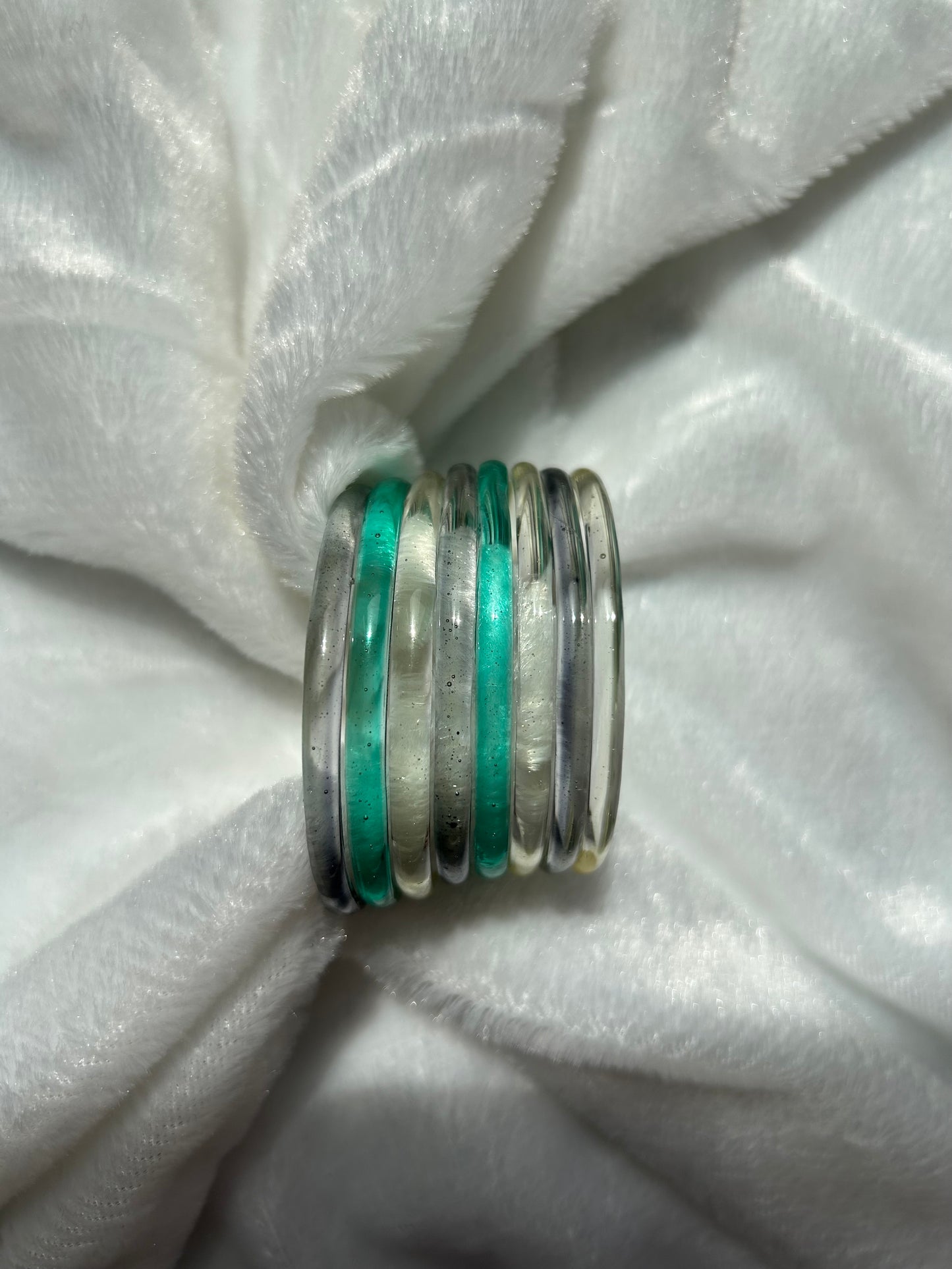 SIZE 2.4 Teal & Grey Jelly Bangles