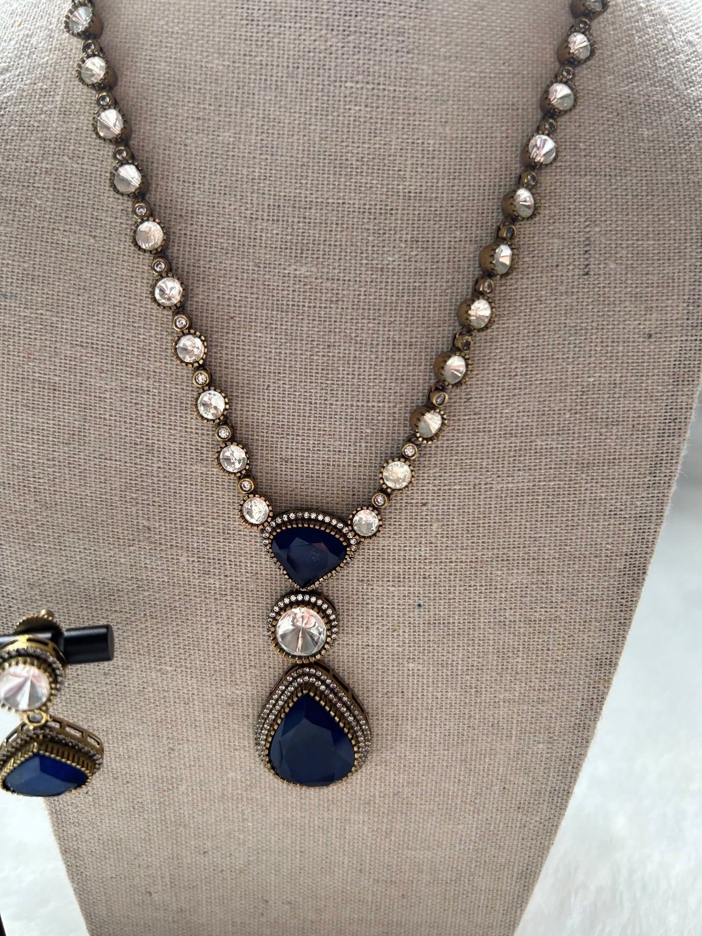 Royal Blue Long Necklace Set