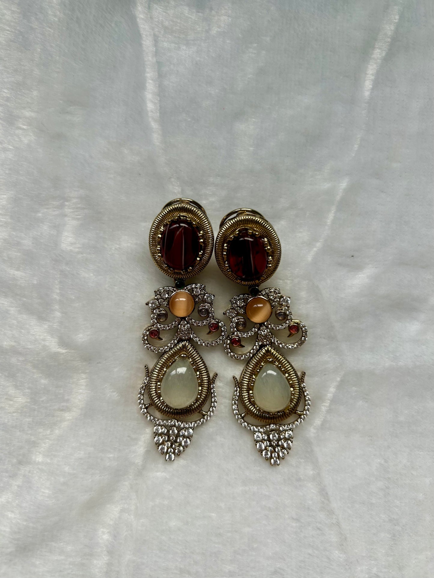 LUXE Red & White Marble Doublet Earrings
