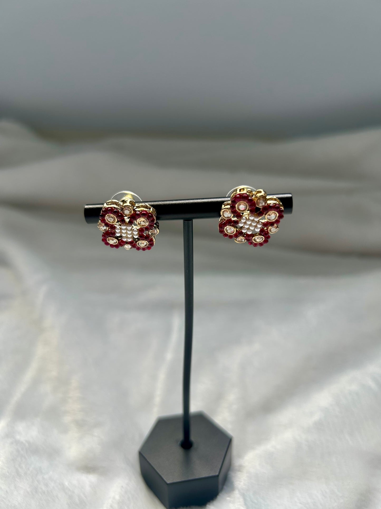 Dark Hot Pink Polki Studs