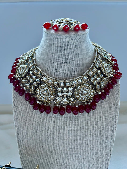 Red Kundan Choker Set