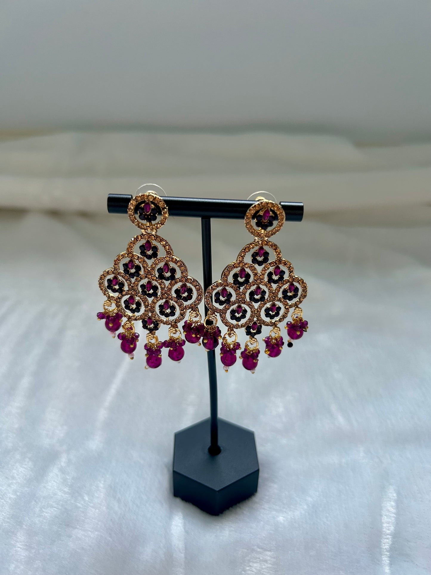 Dark Purple Polki Earrings