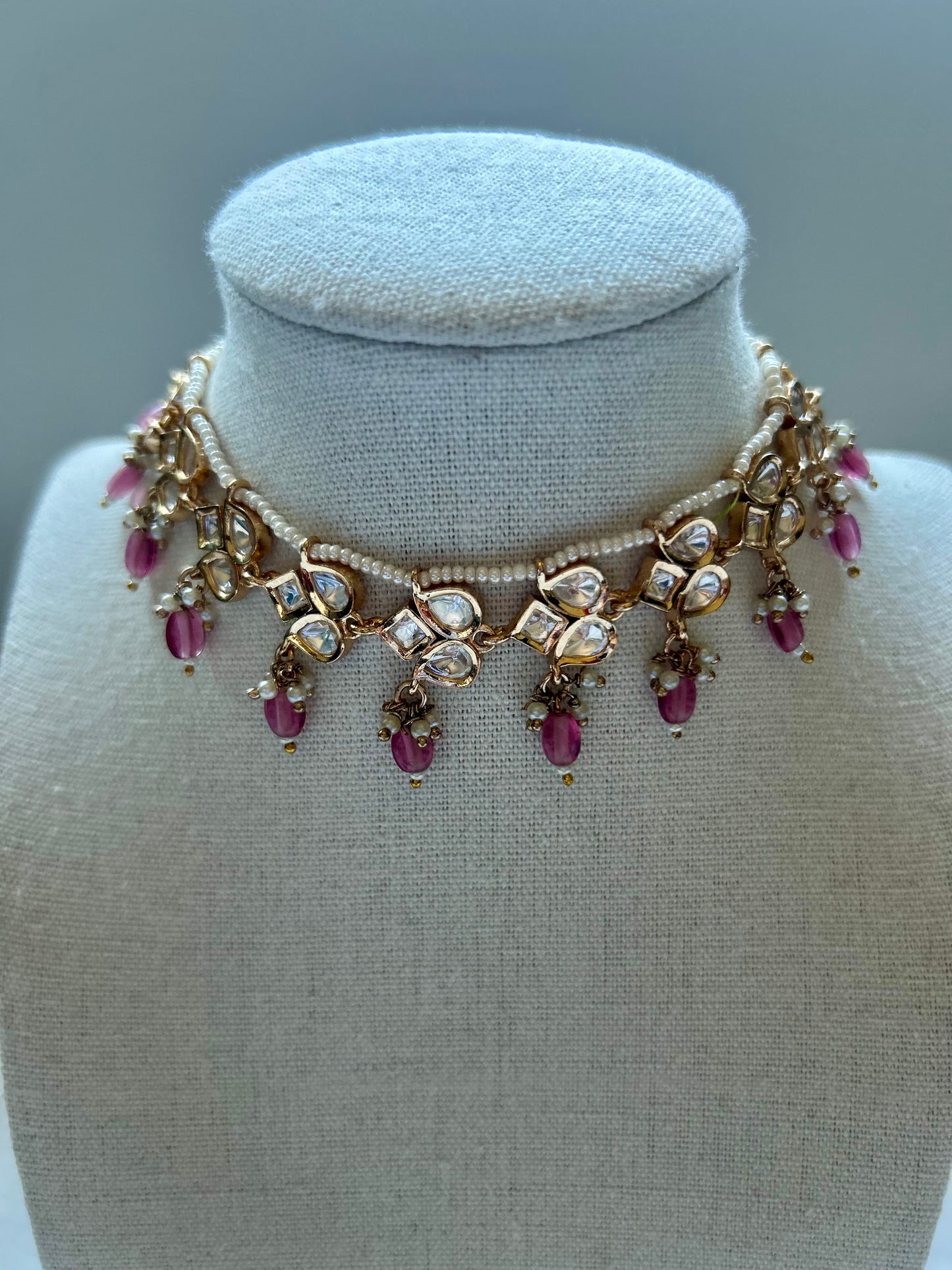 Dark Pink Tyaani Kundan Choker Set