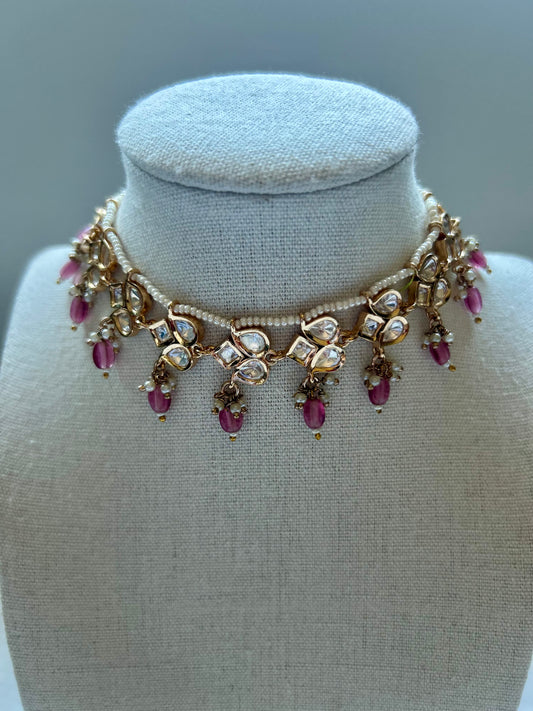Dark Pink Tyaani Kundan Choker Set