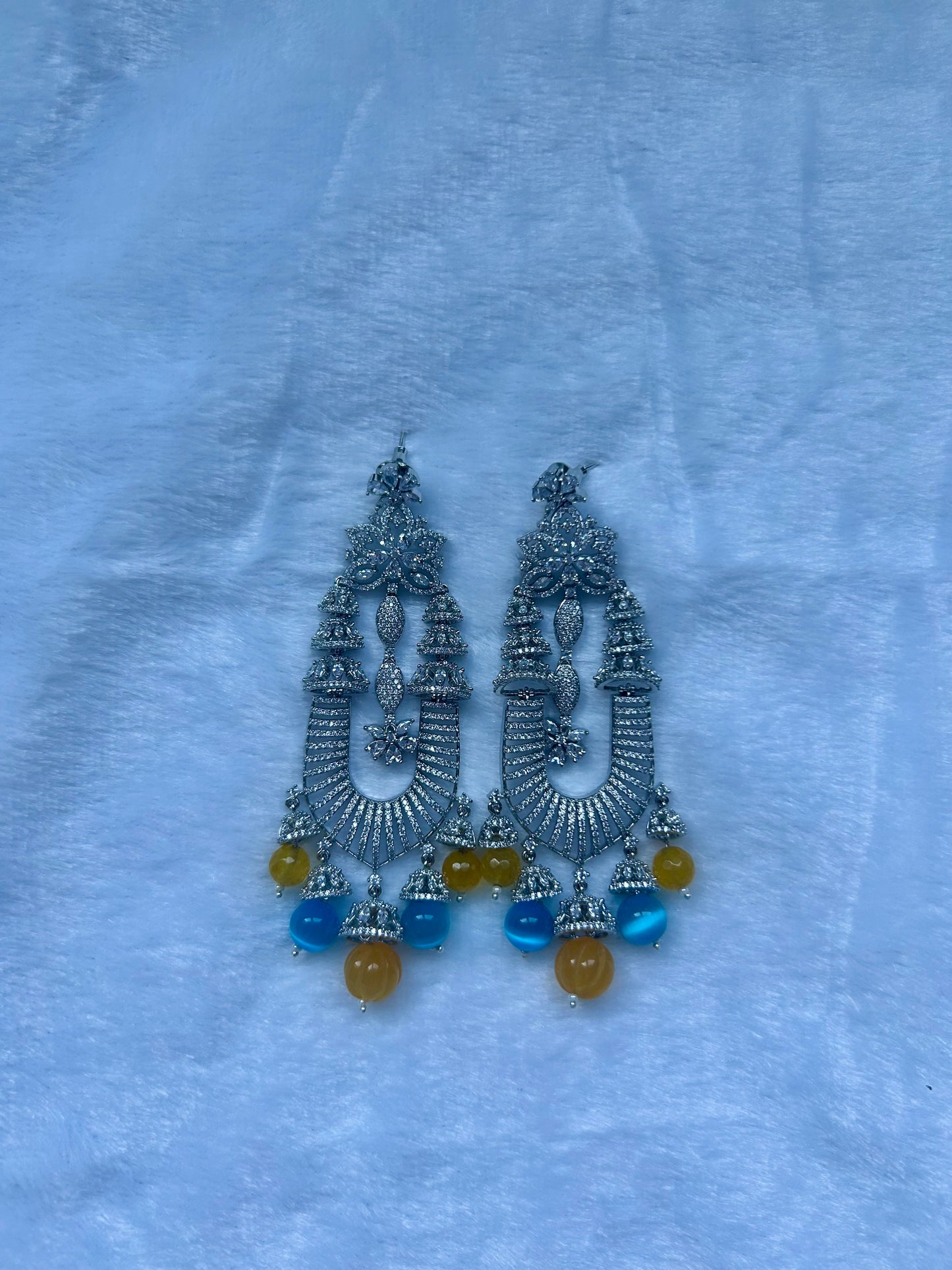 AD Blue & Yellow Statement Earrings