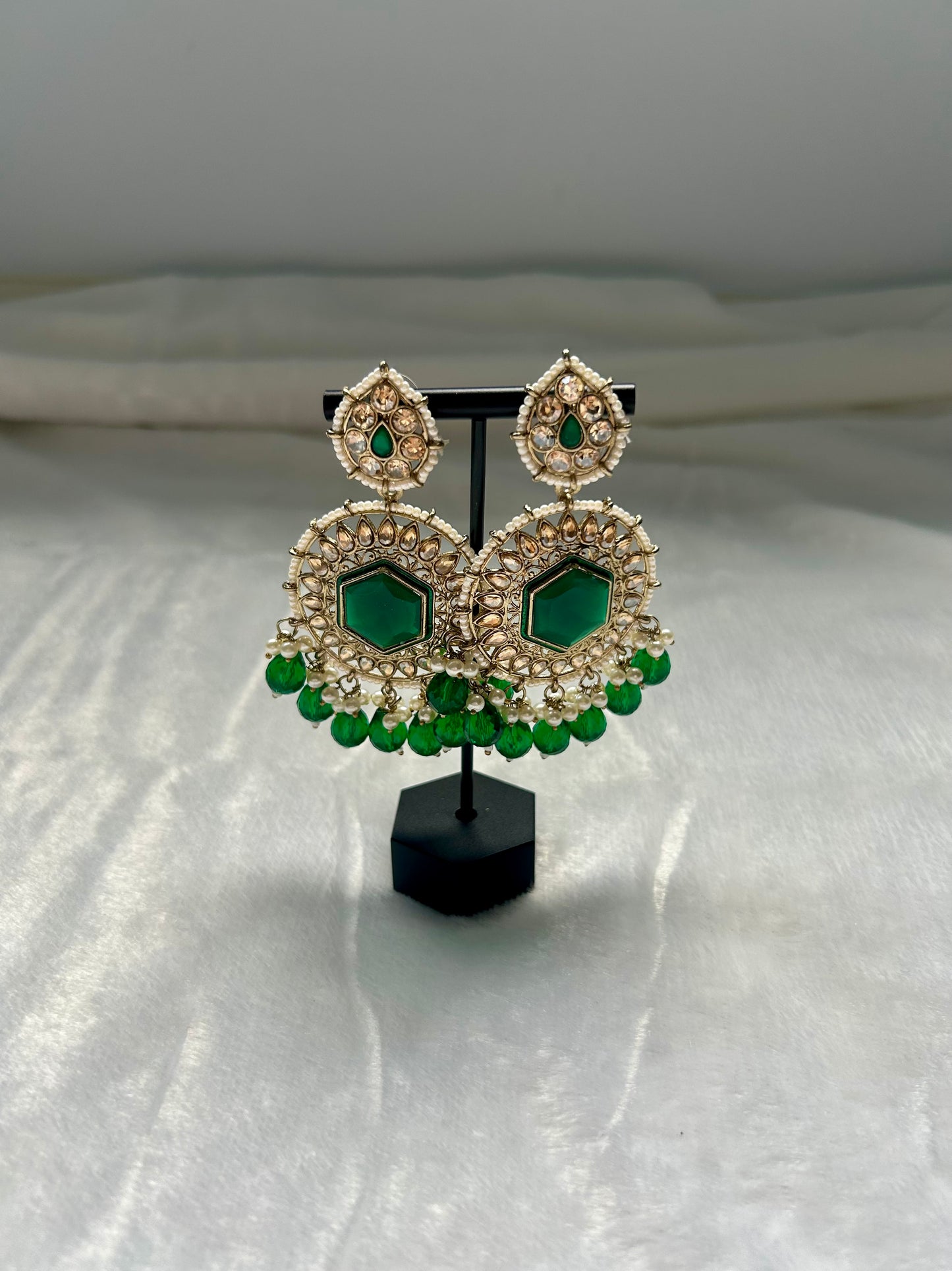 Emerald Green Kundan Earrings