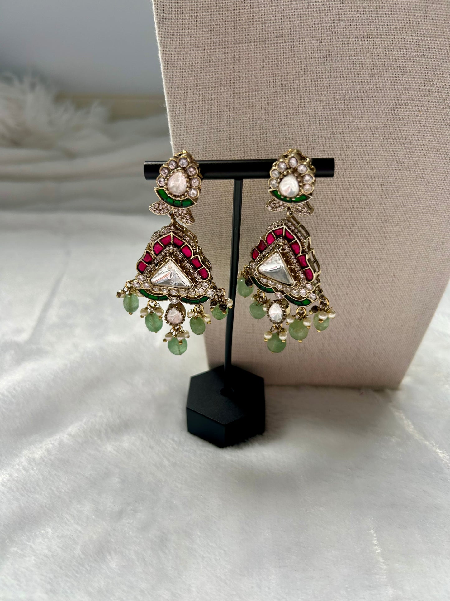 LUXE Red & Green Moissanite Kundan Choker Set