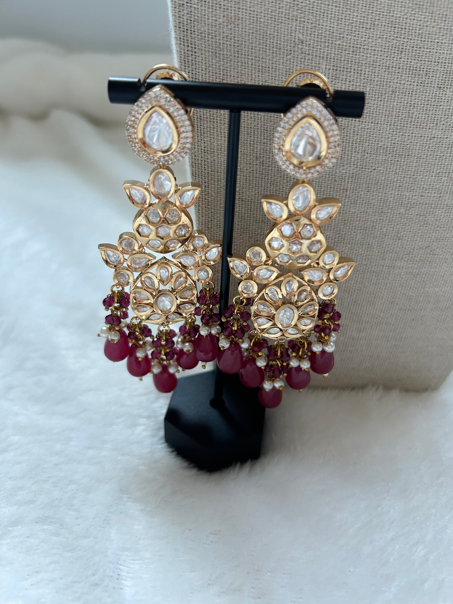 Tyaani Kundan Dark Red/Pink Bridal Set