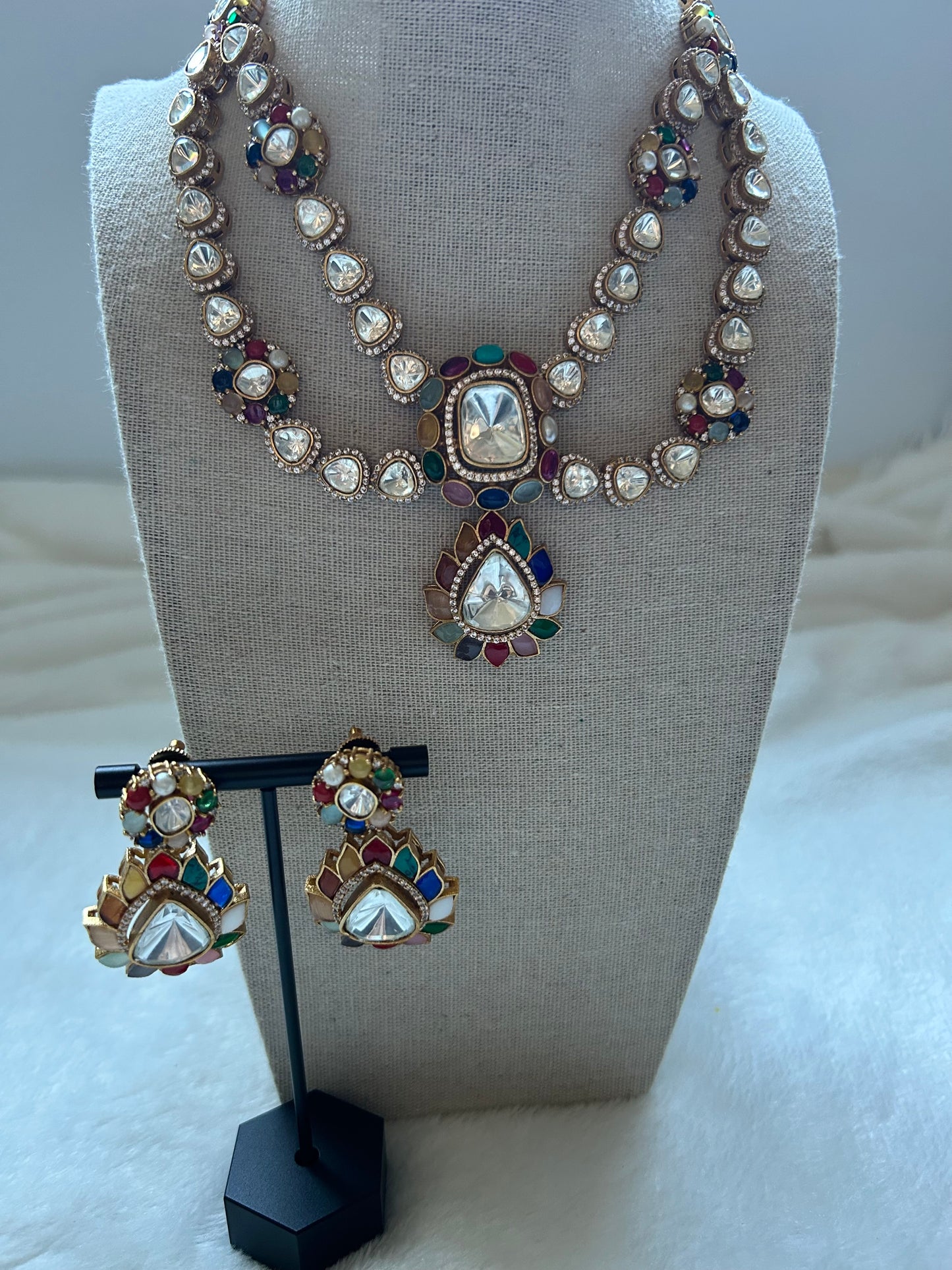 Multi Moissanite Kundan Layered Set