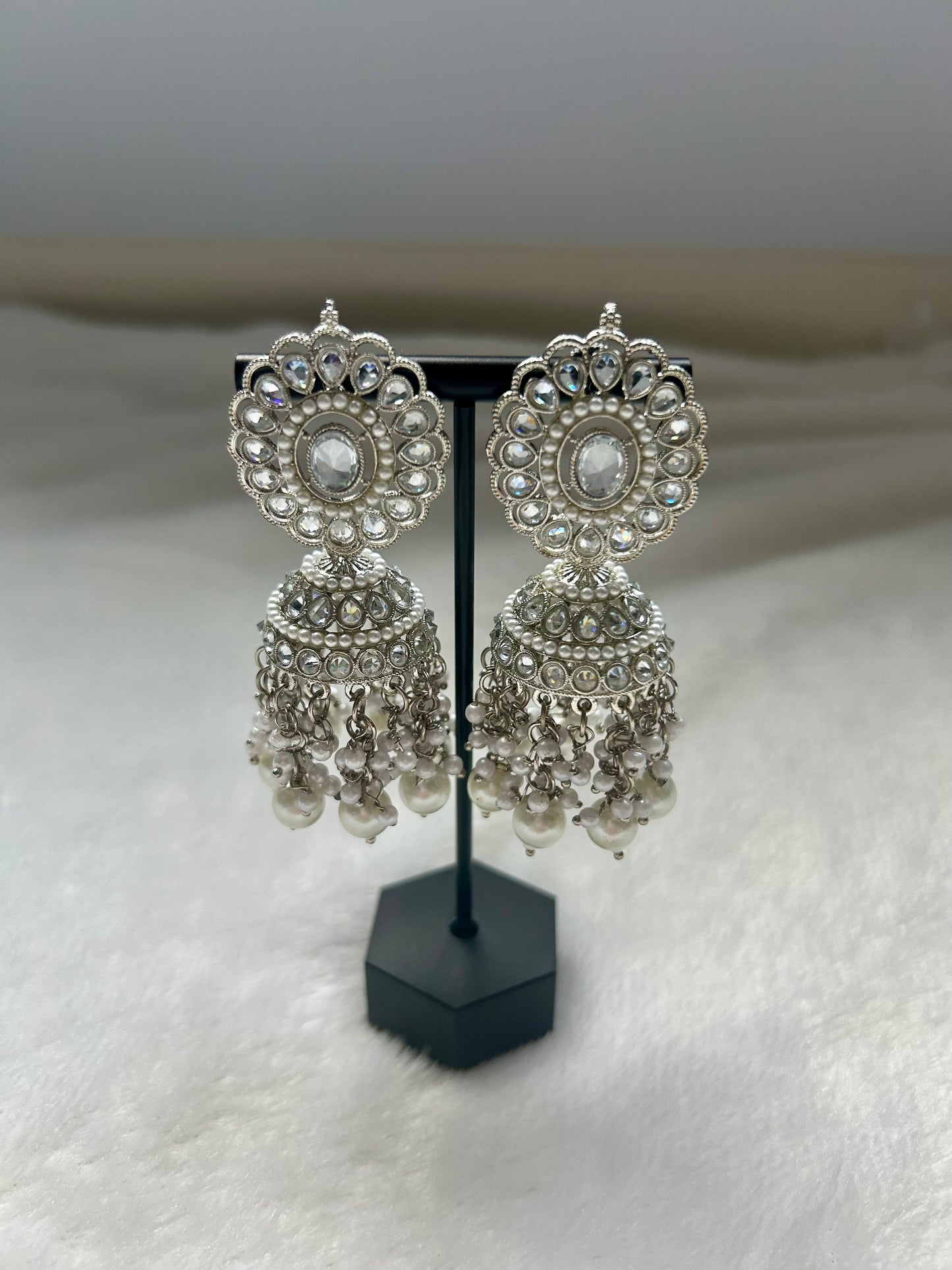 Silver Polki Jhumkis