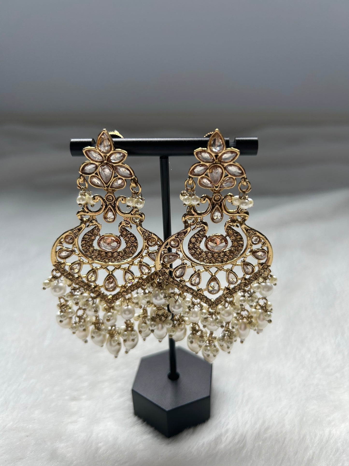 White Polki Earrings