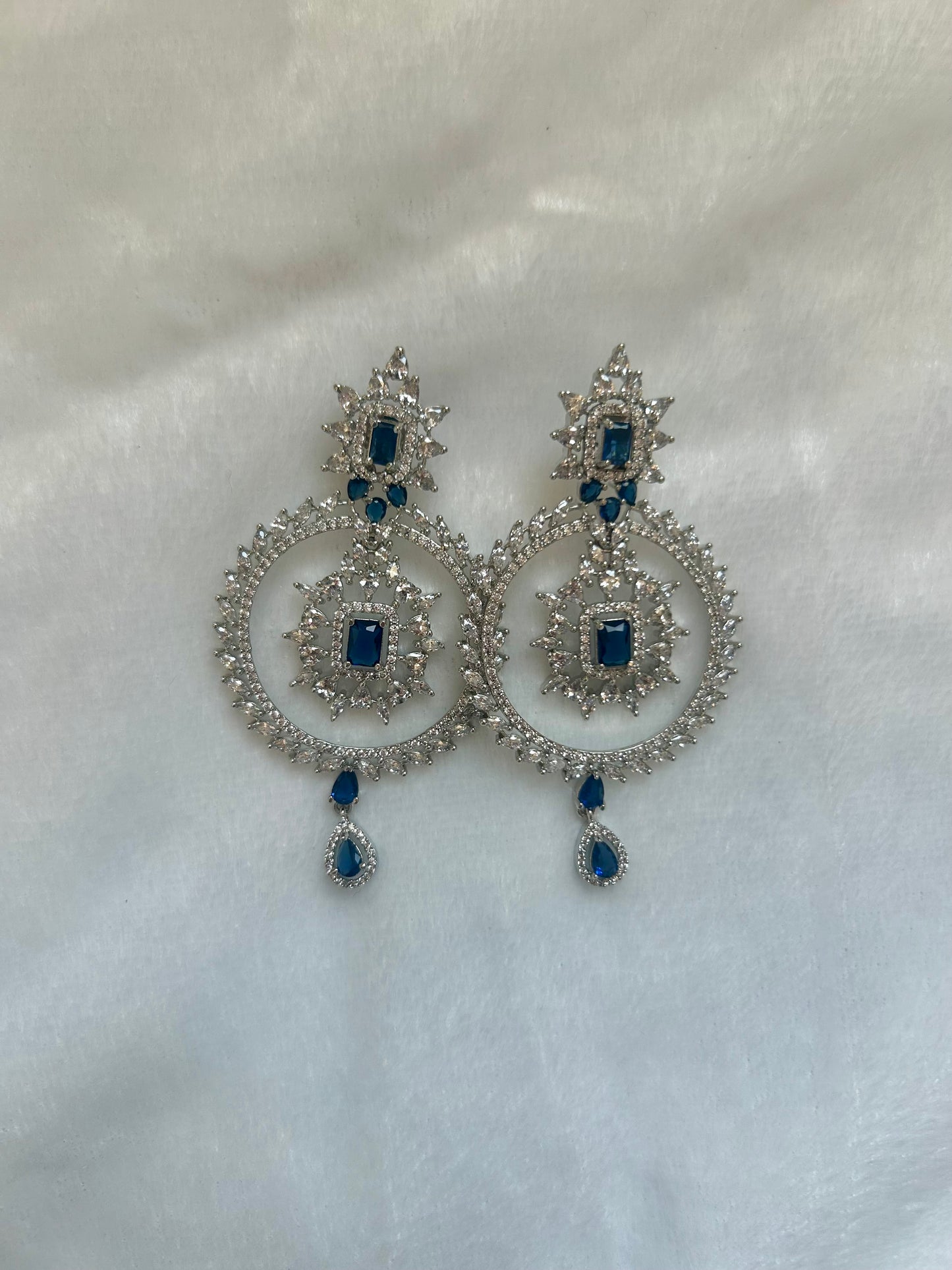 AD Royal Blue Chandbali Earrings