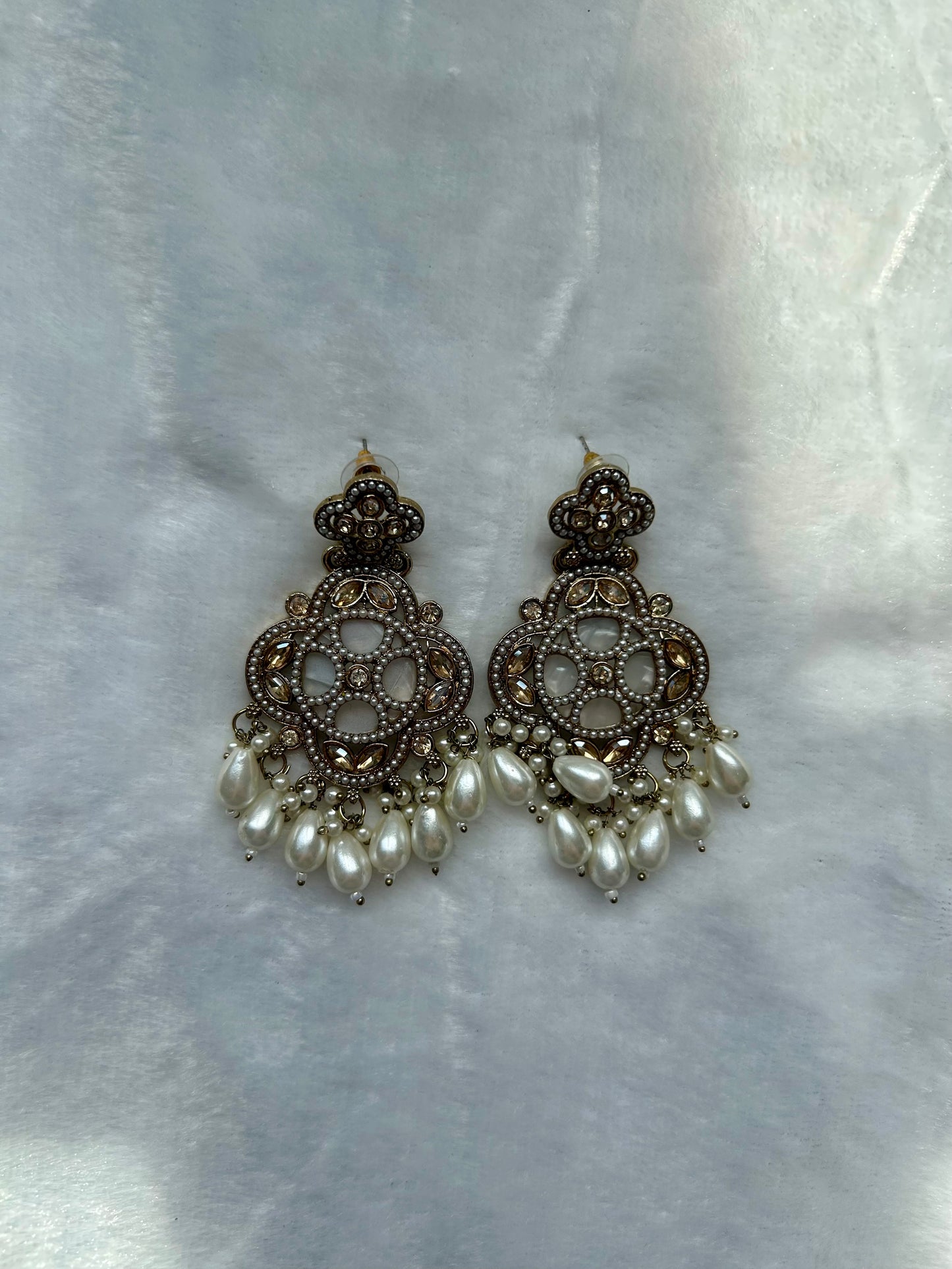 White Polki Earrings