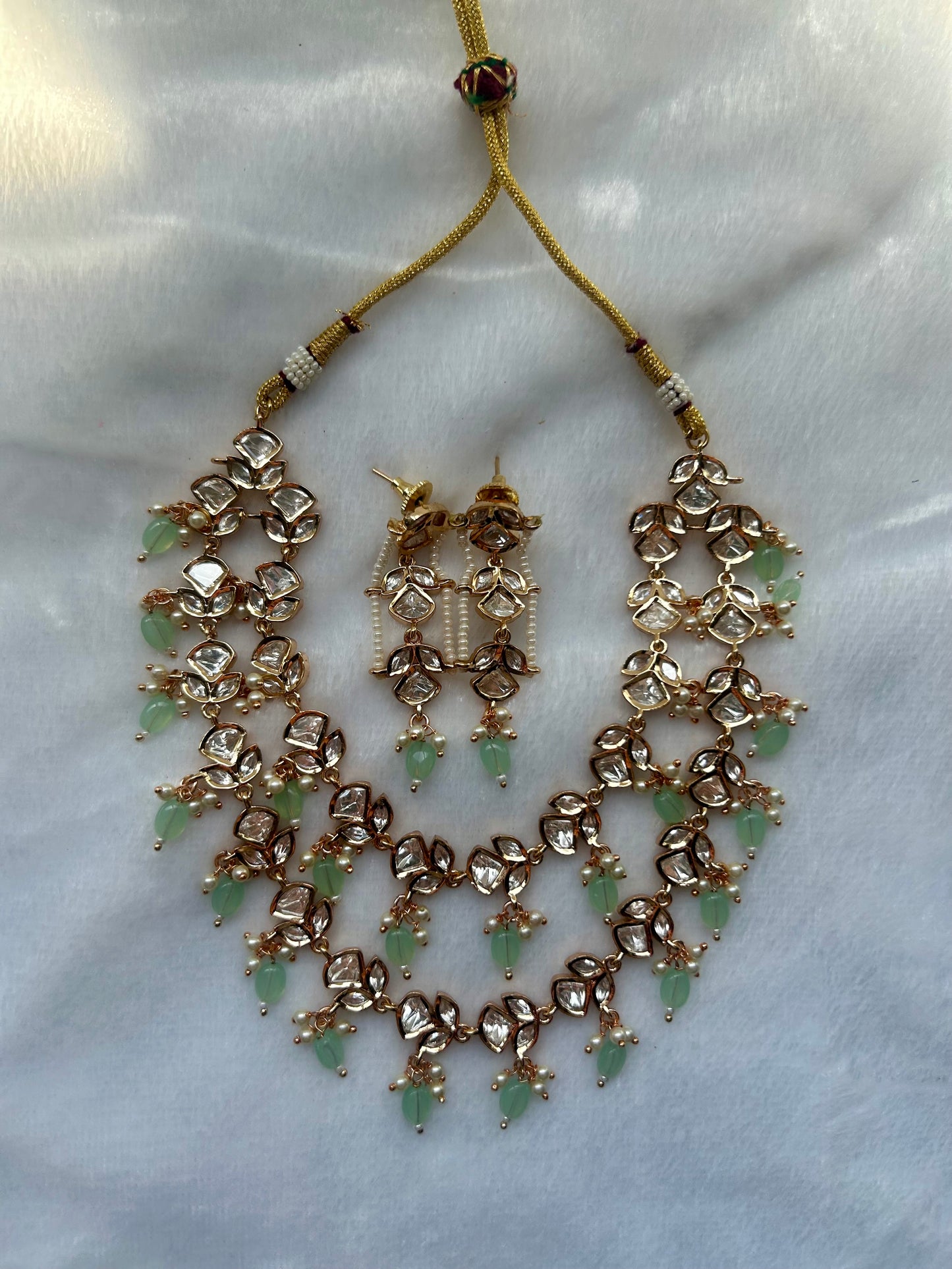 Tyaani Kundan Mint Two Layer Choker Set