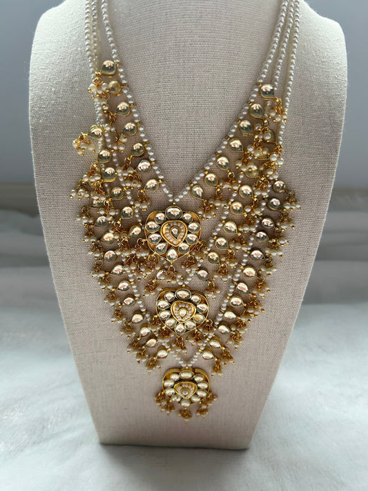 White 3 Layered Pachi Kundan Set