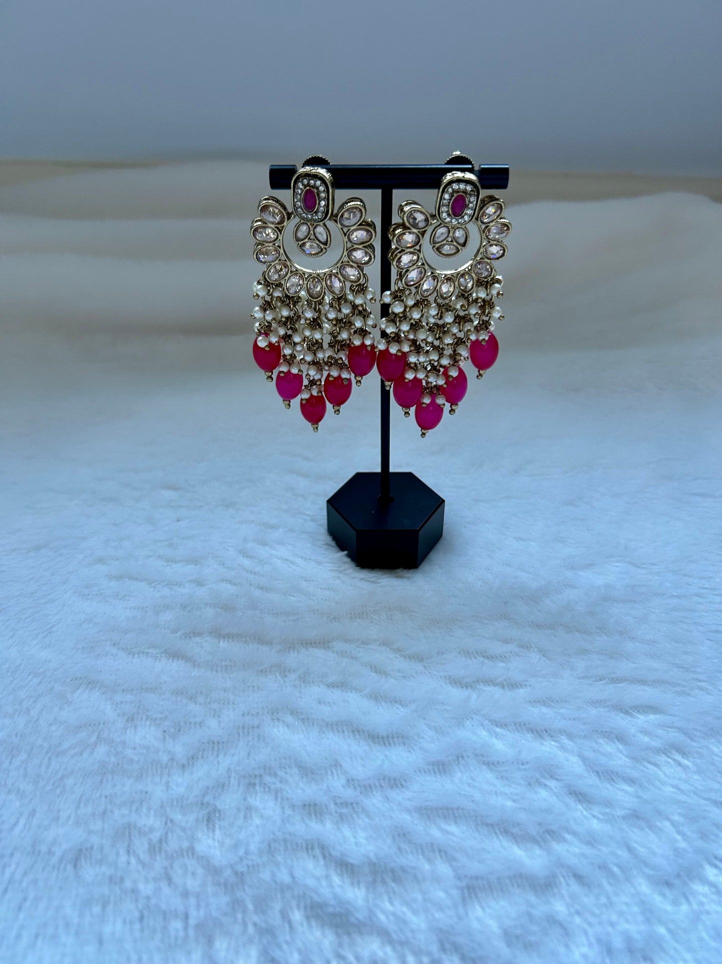 Hot Pink Polki Earrings