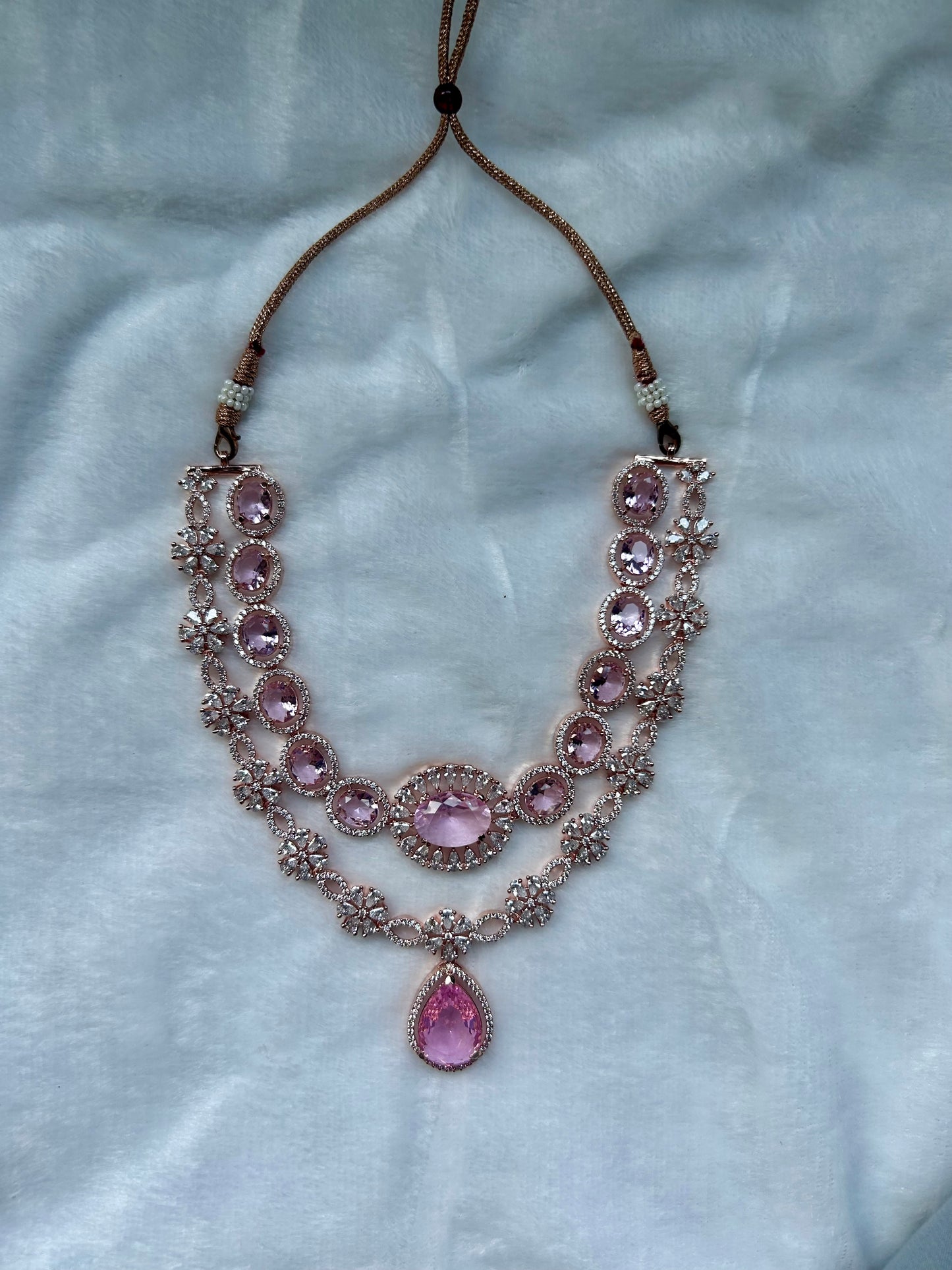 AD Pink Two Layered Necklace ONLY
