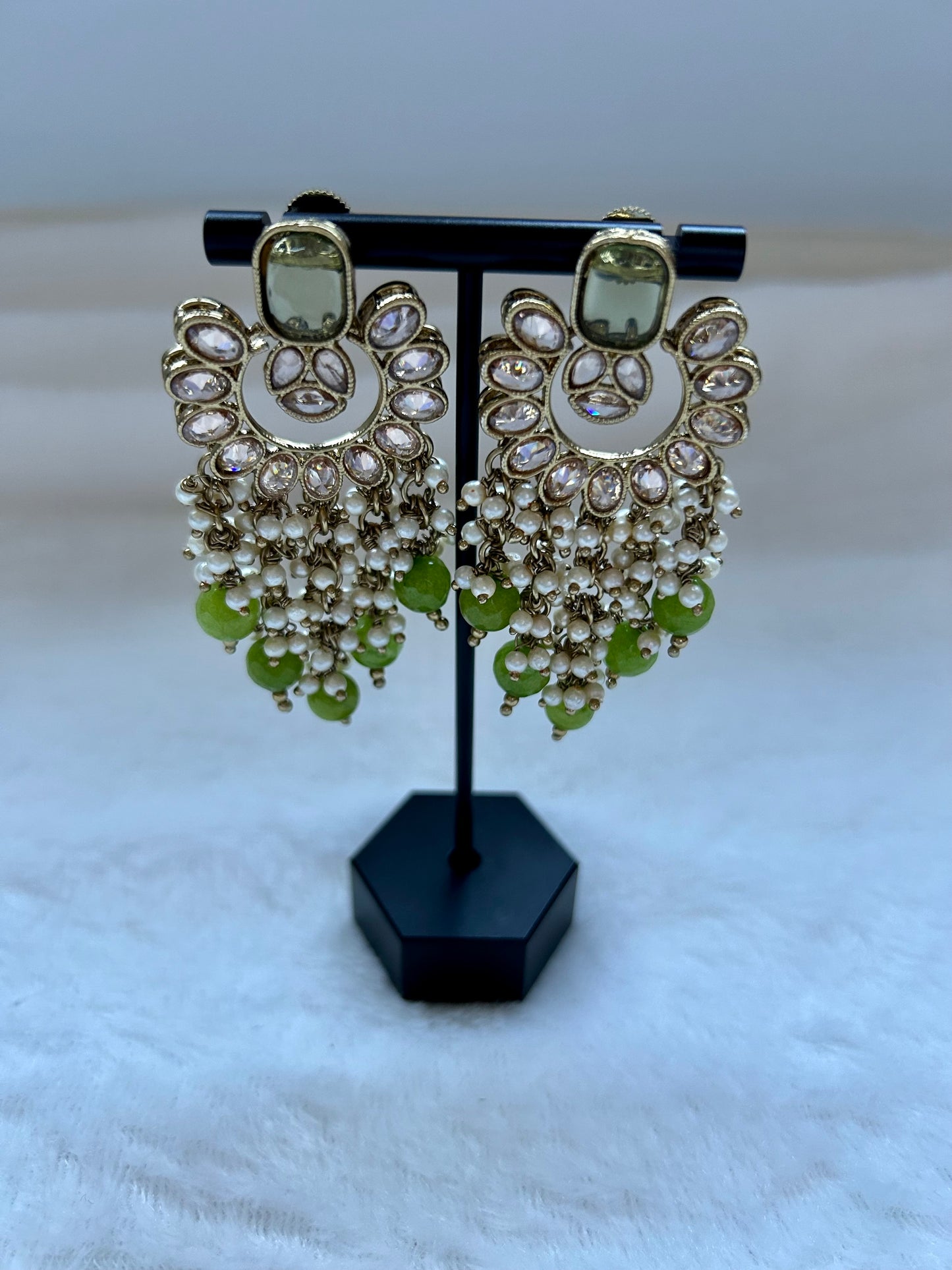 Green Polki Earrings