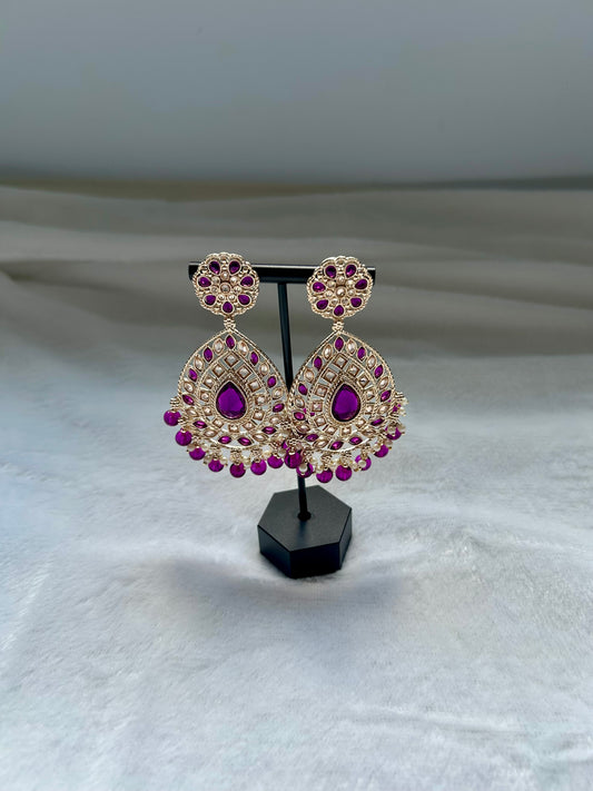 Purple Polki Earrings