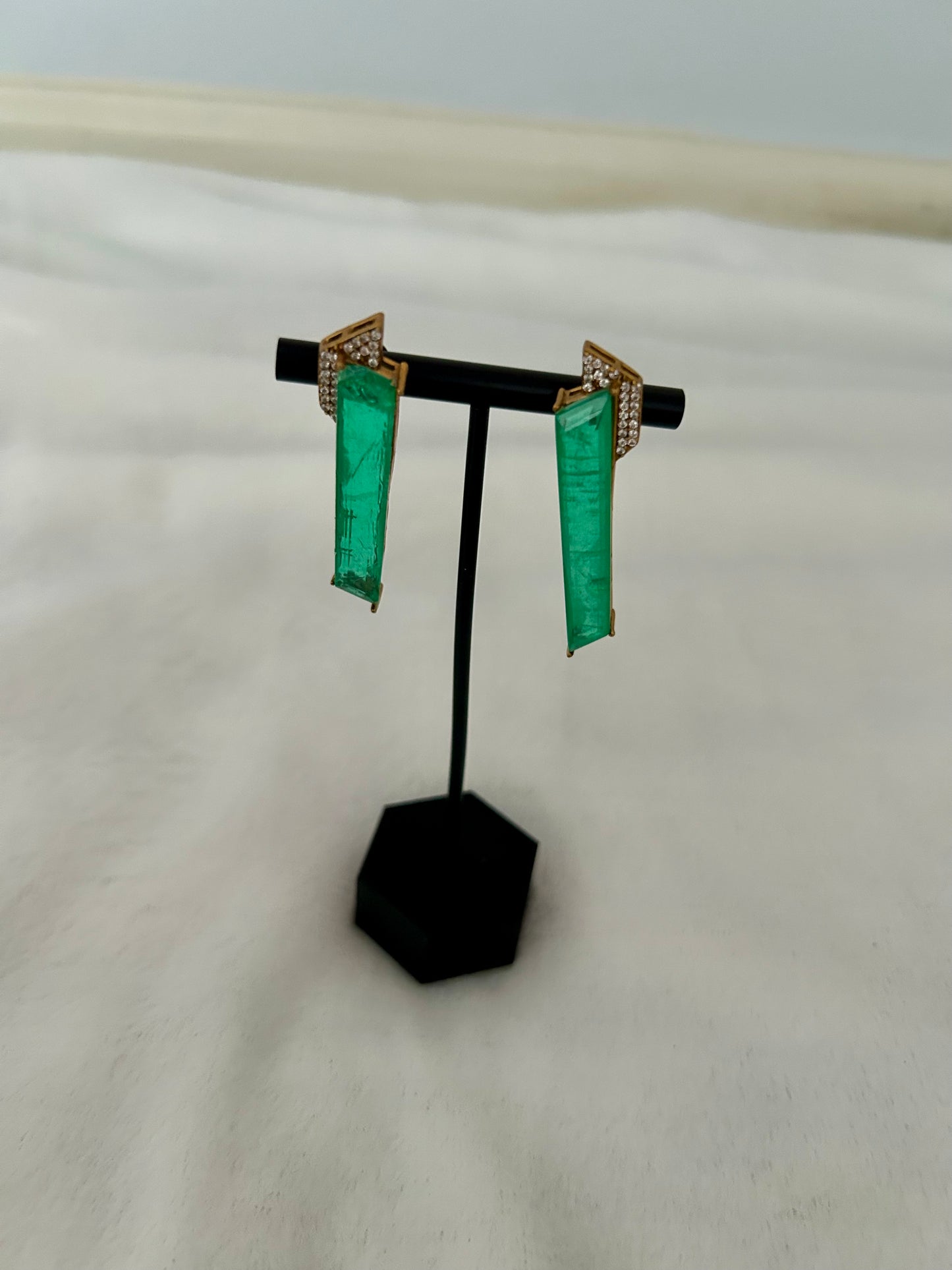 SLIGHTLY Damaged Teal Doublet & Moissanite Kundan Earrings